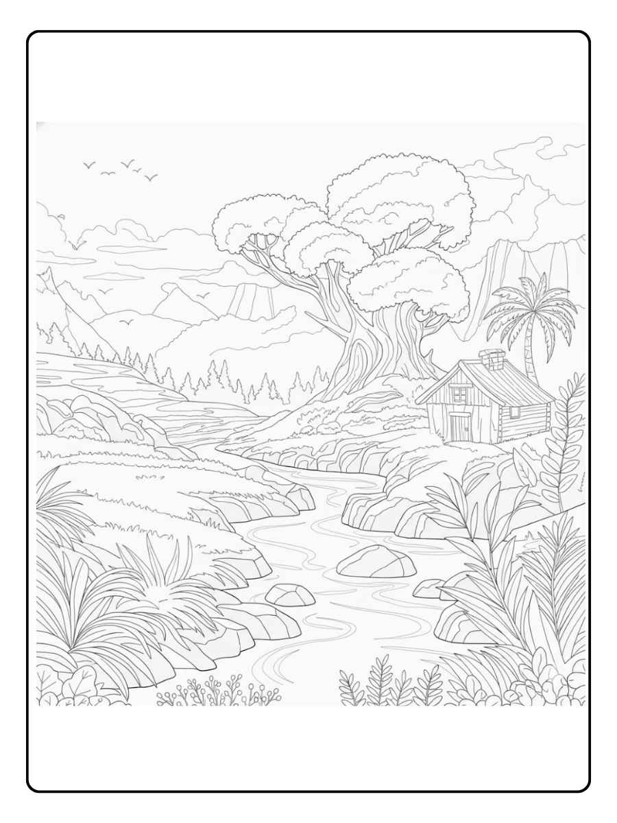 Ausmalbilder Natur Fließendes Wasser