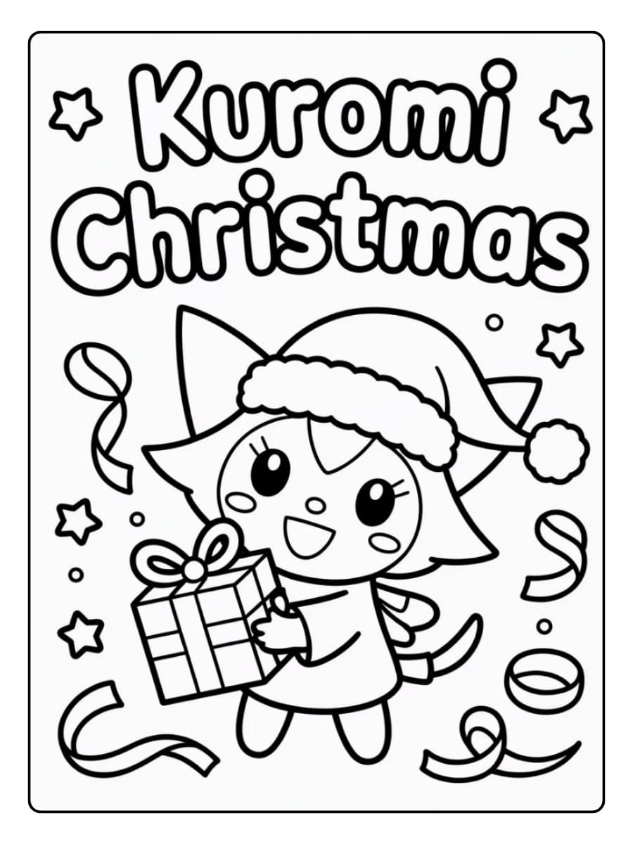 Ausmalbilder Weihnachten - Kuromi mit Weihnachtsthema