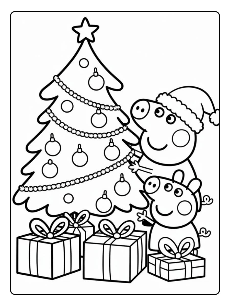 Ausmalbilder Weihnachten - Peppa Pig