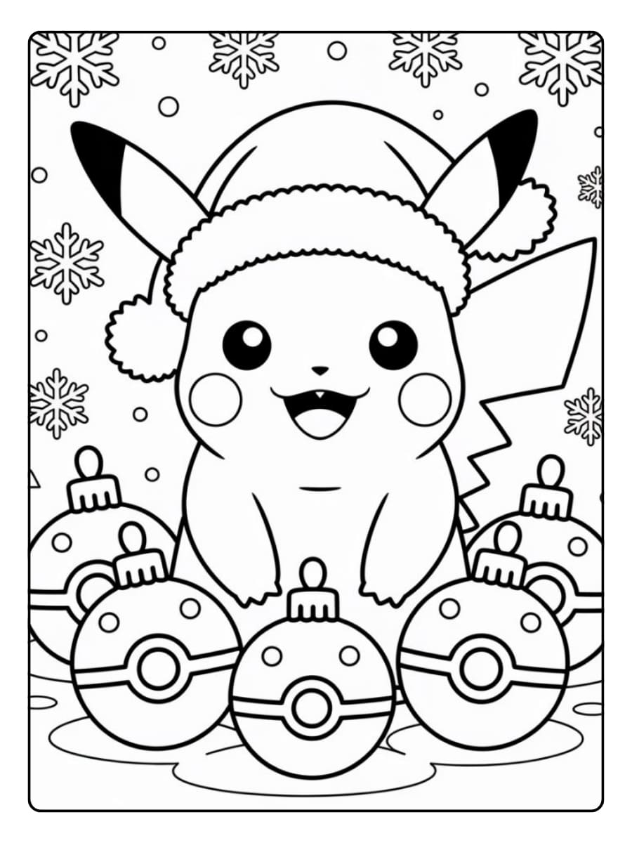 Ausmalbilder Weihnachten - Pikachu