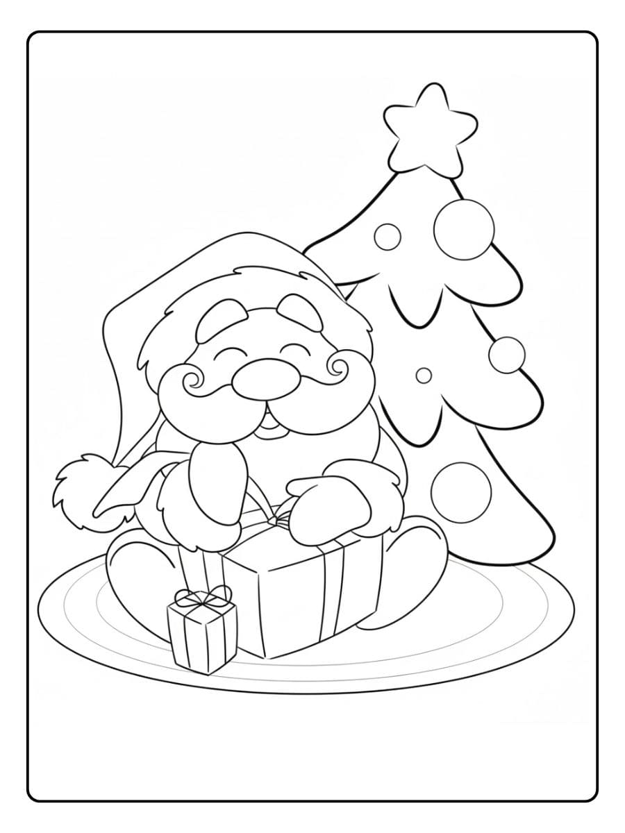 Ausmalbilder Weihnachten Grundschule Einfacher Nikolaus mit Geschenken