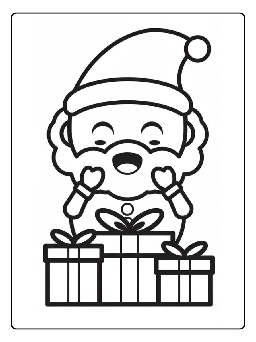 Ausmalbilder Weihnachten Grundschule Lustiger Weihnachtsmann mit Geschenken