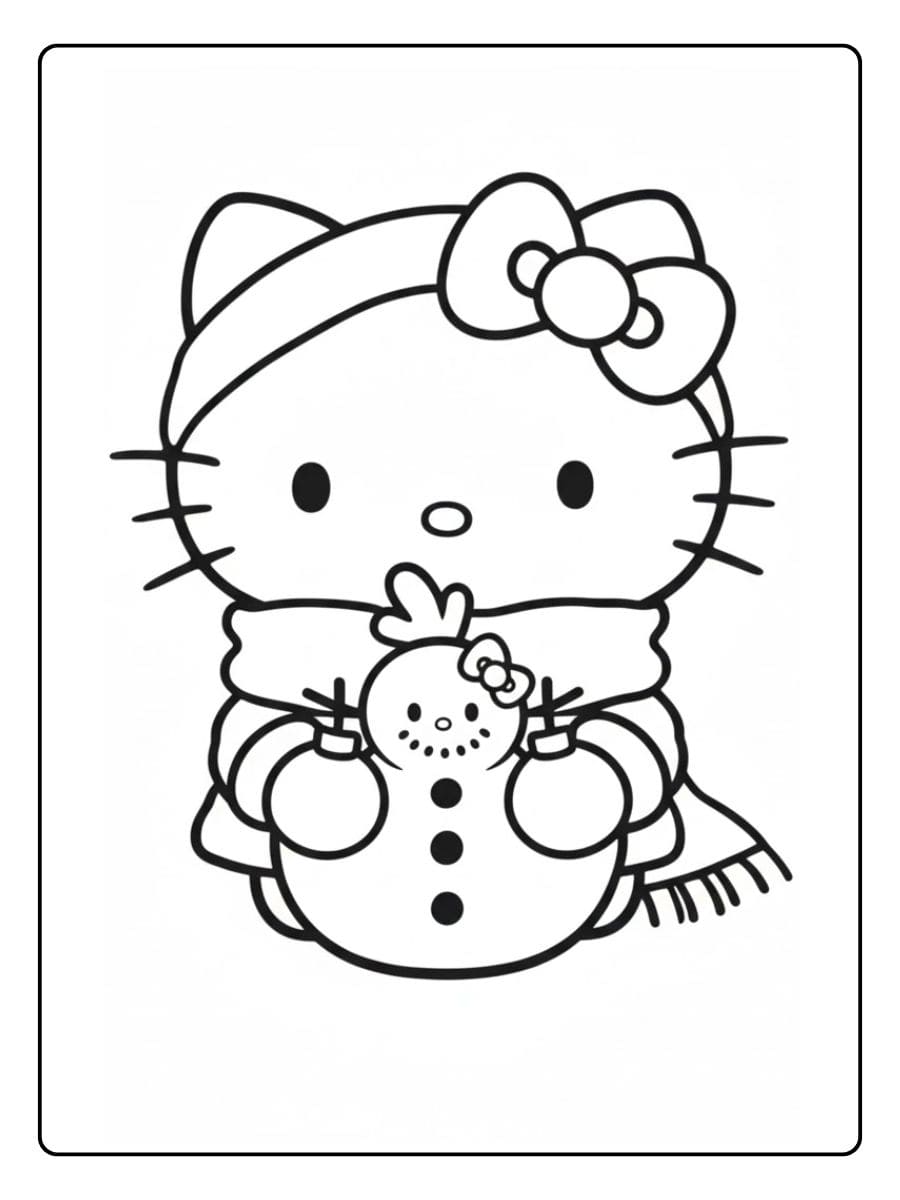 Ausmalbilder Weihnachten Hello Kitty Süße Vorlage zum Ausdrucken