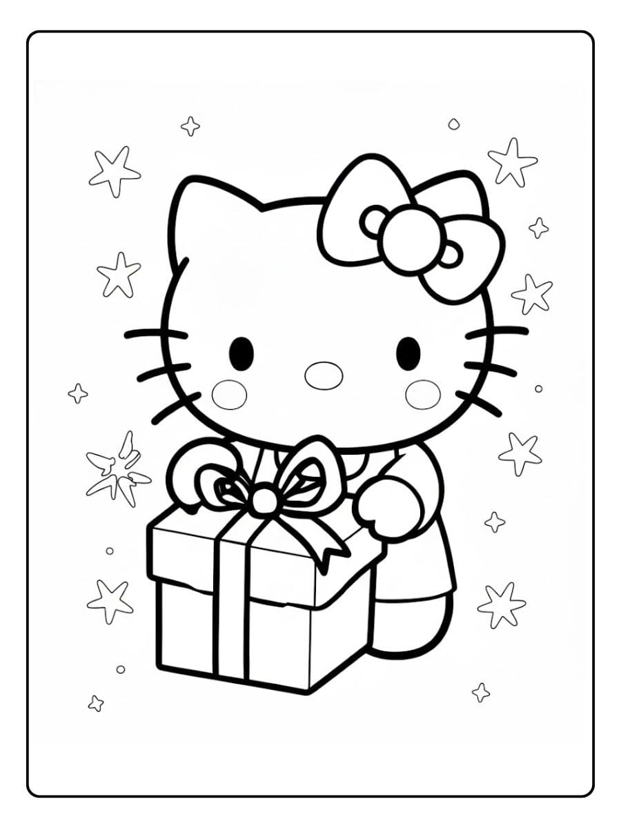 Ausmalbilder Weihnachten Hello Kitty Vorlage zum Ausdrucken