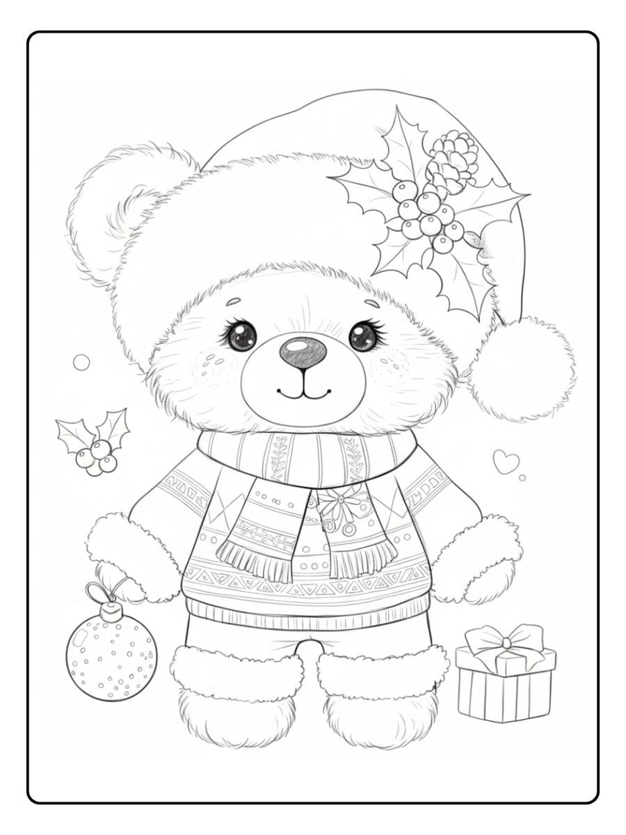 Ausmalbilder Weihnachten Tiere Glücklicher Panda mit Zuckerstange