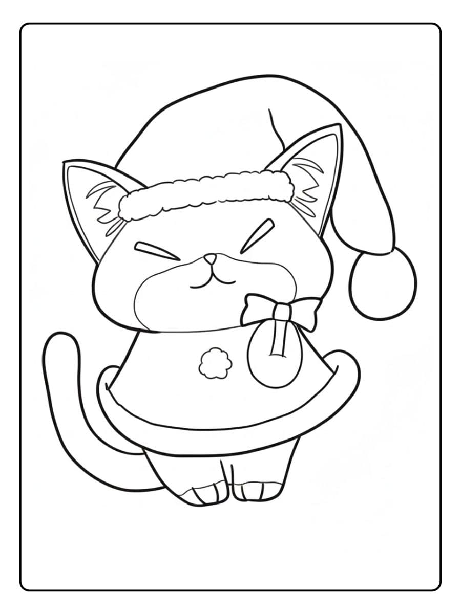 Ausmalbilder Weihnachten Tiere Niedlicher Panda mit Weihnachtsmütze und Zuckerstange