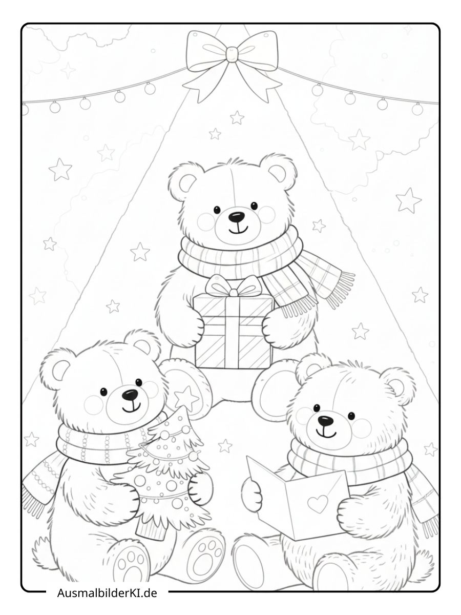 Ausmalbilder Weihnachten tiere Bären