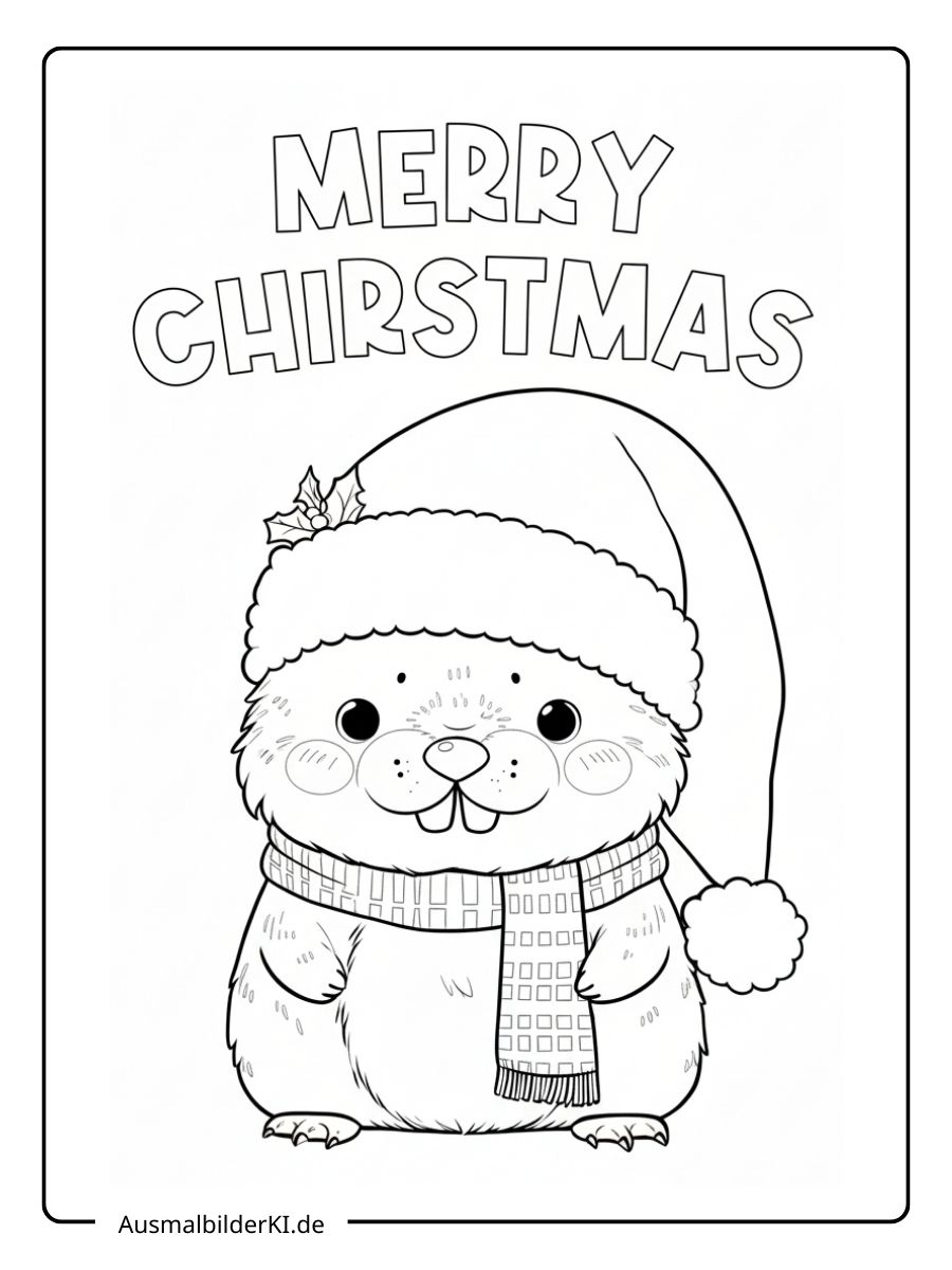 Ausmalbilder Weihnachten tiere Biber