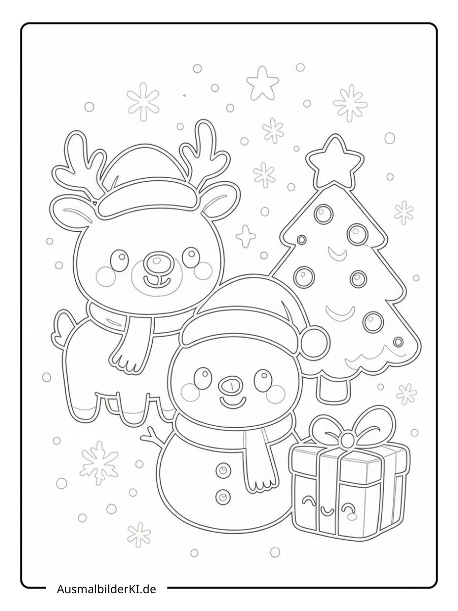 Ausmalbilder Weihnachten tiere Rentier