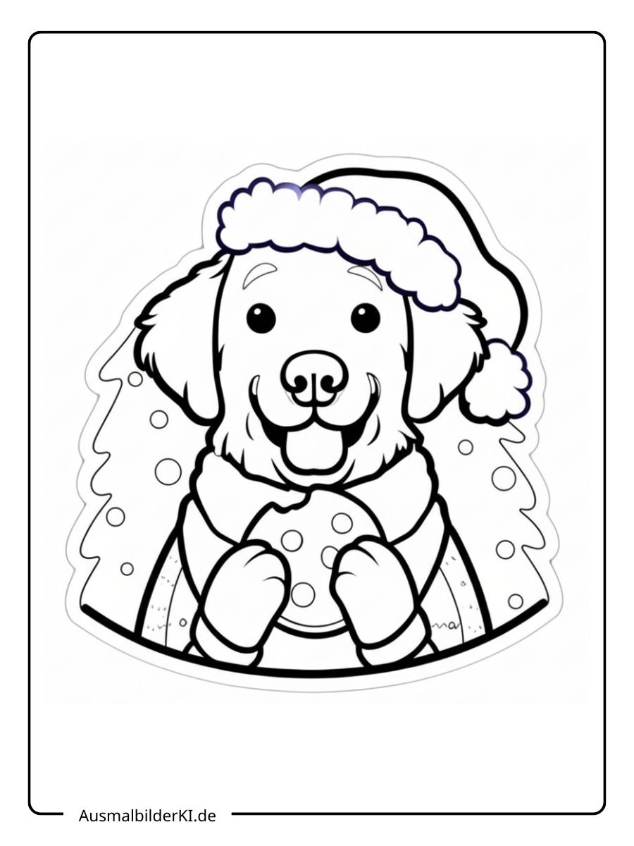 Ausmalbilder Weihnachten tiere süßer Hund (4)