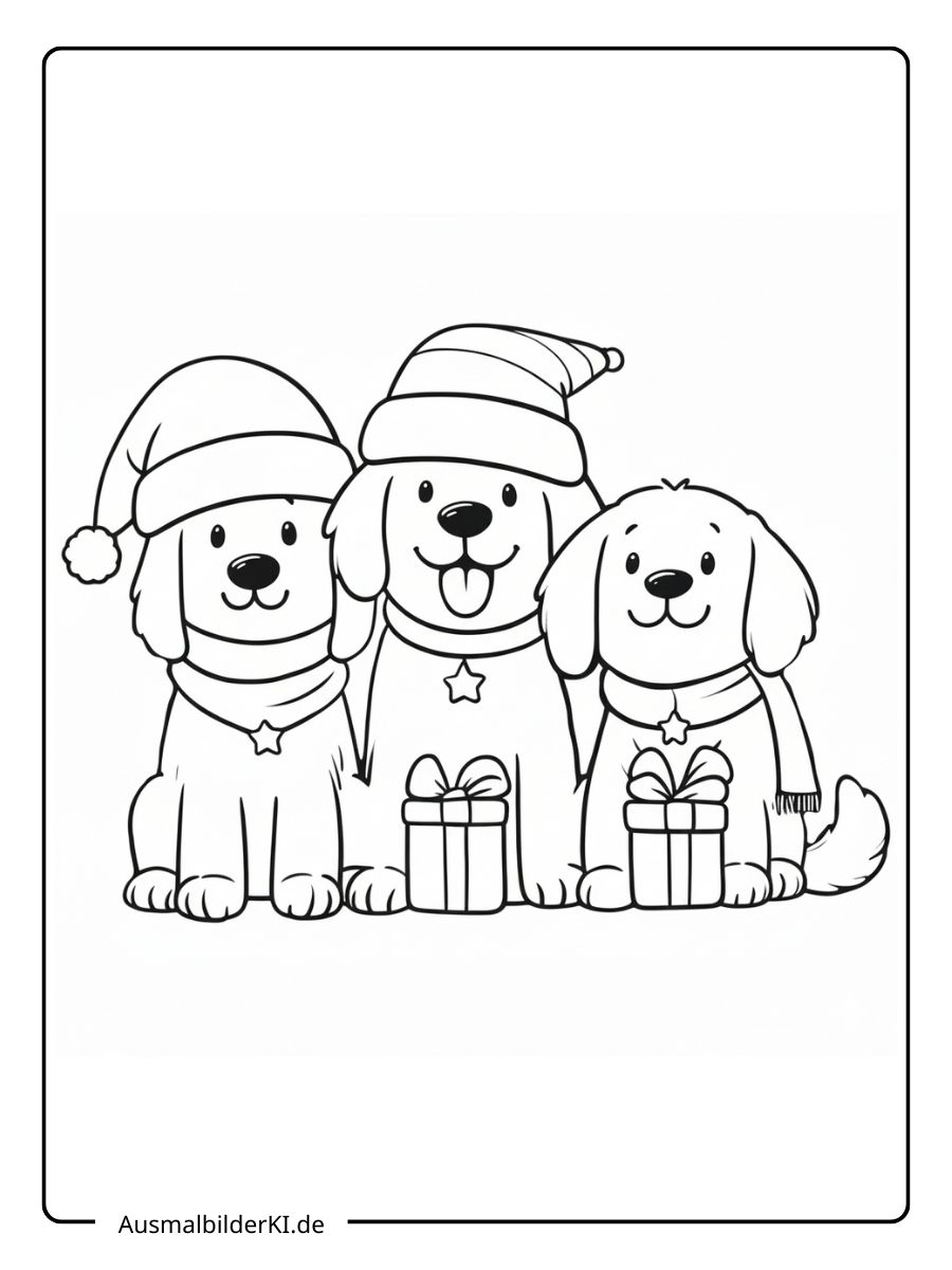 Ausmalbilder Weihnachten tiere süßer Hund (5)
