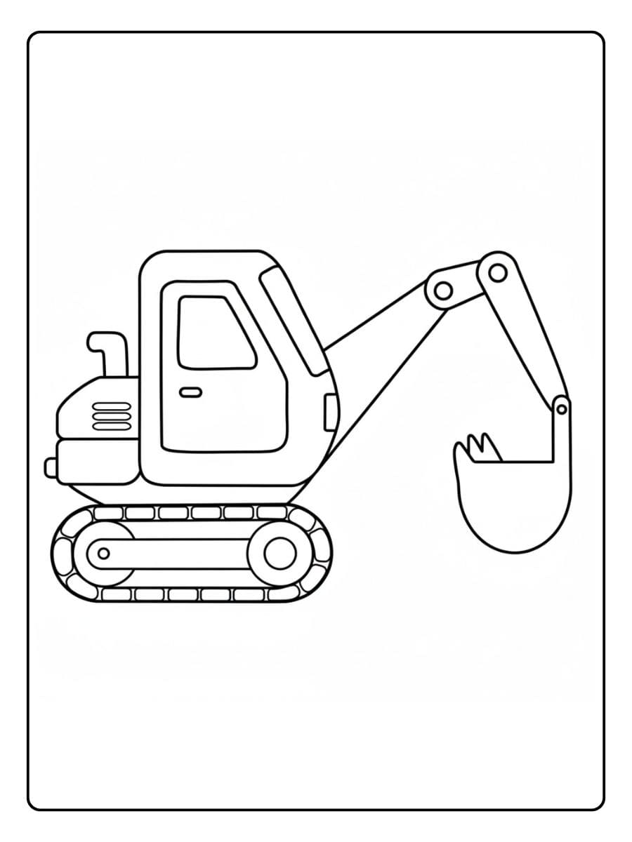 Bagger Ausmalbild für Kinder