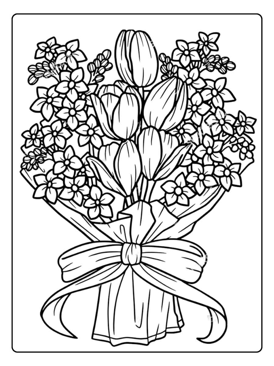 Blumenstrauß Ausmalbild Blumenmuster zur Entspannung