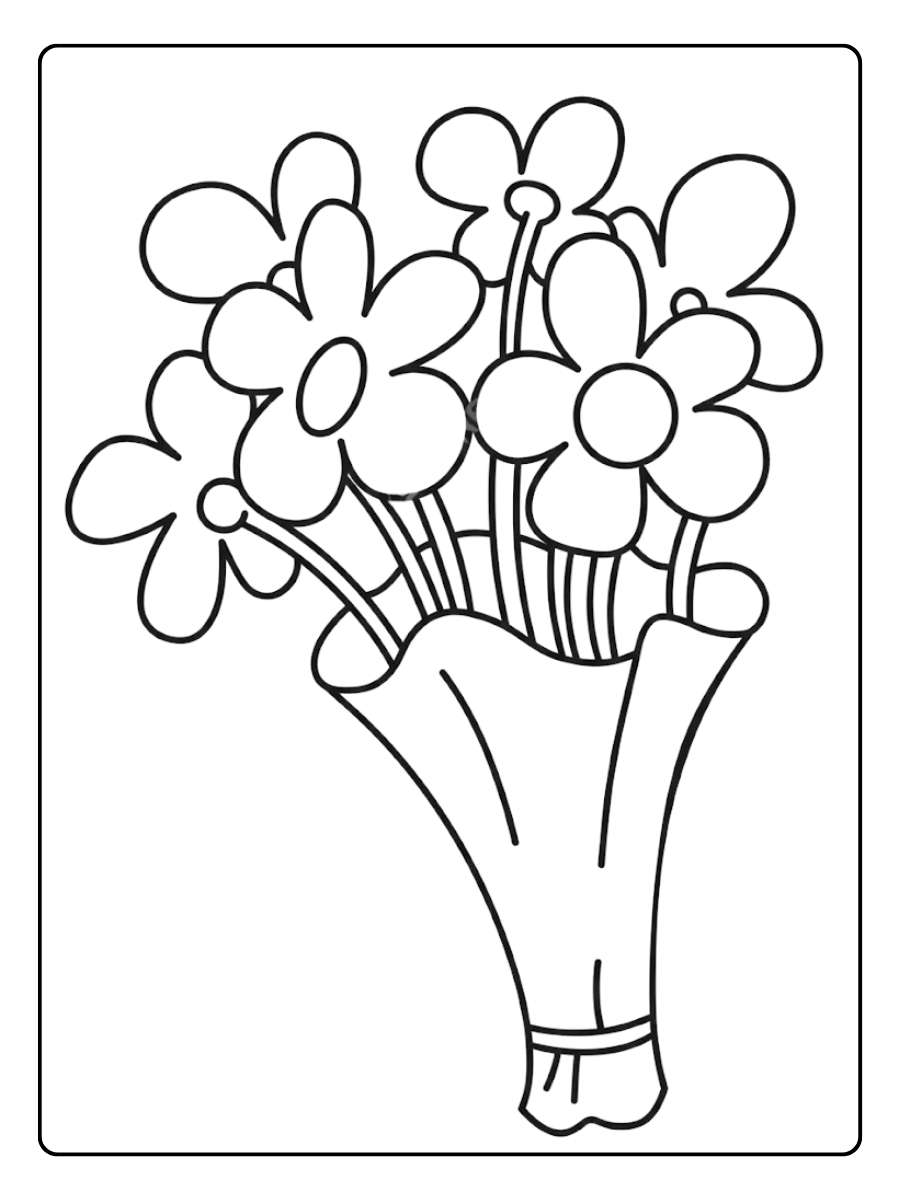 Blumenstrauß Ausmalbild Bunter Baumstrauß