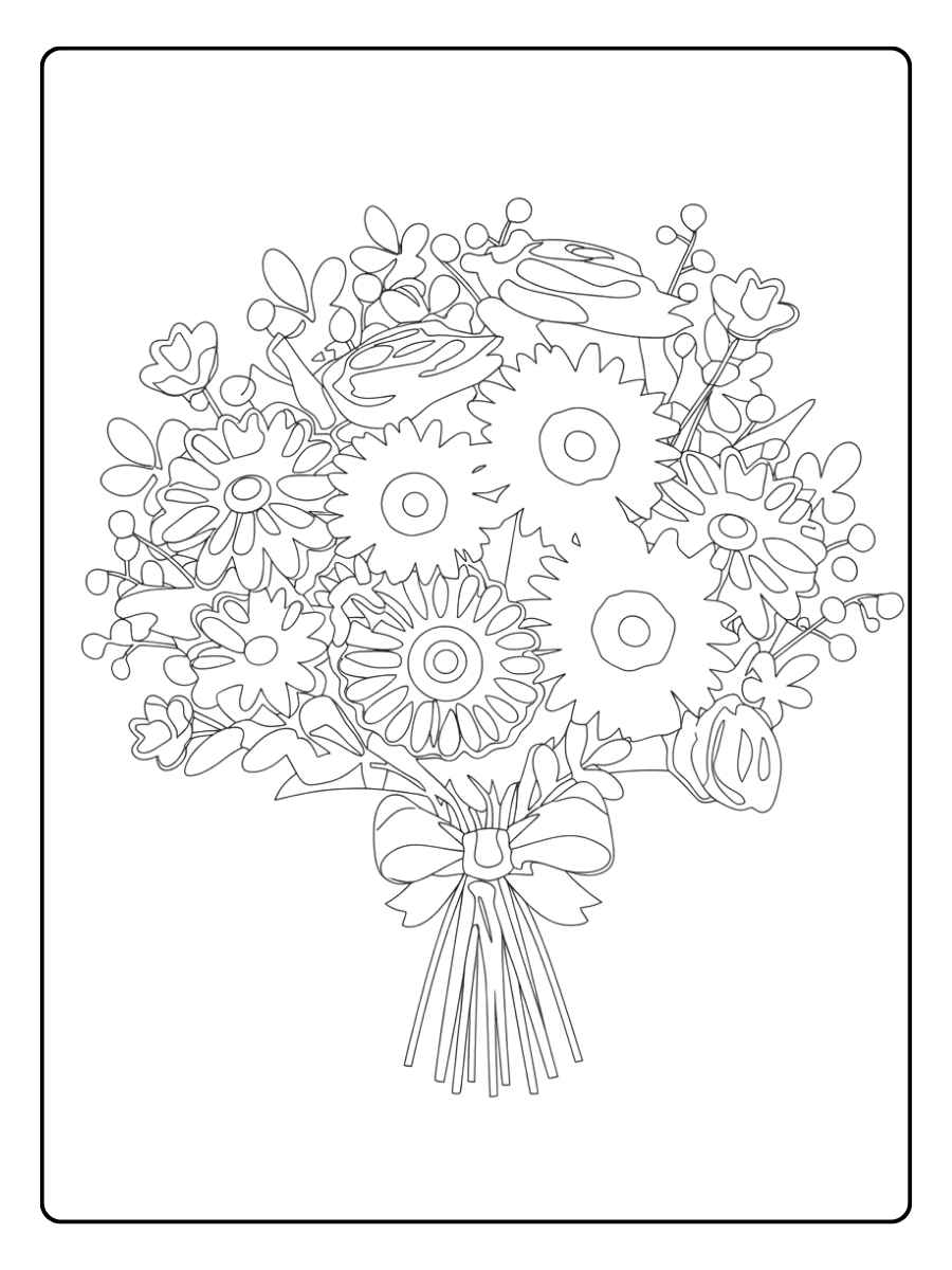 Blumenstrauß Ausmalbild Frühlingsblumen vom Baum