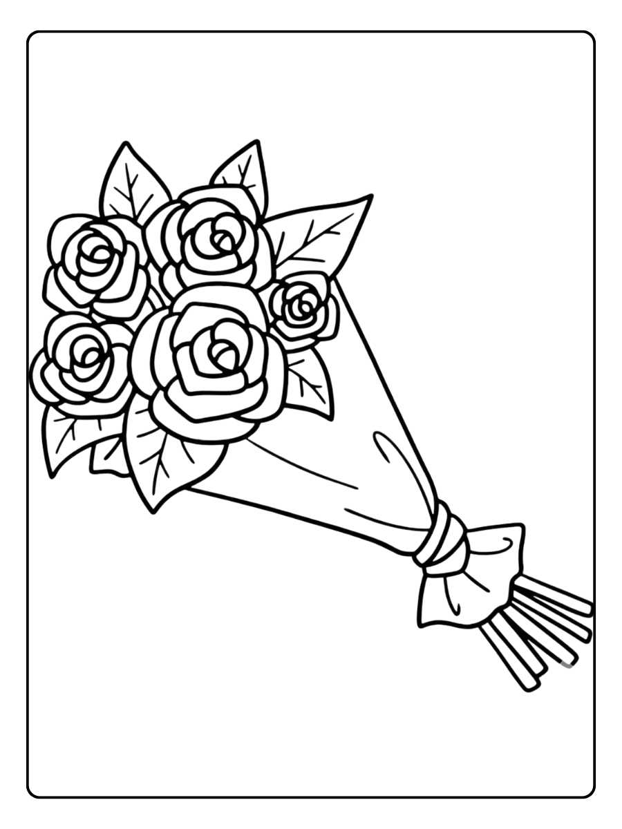 Blumenstrauß Ausmalbild Geometrisch gebundener Blumenstrauß