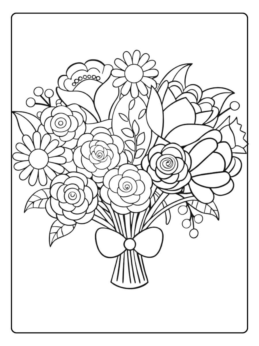 Blumenstrauß Ausmalbild Mandala der Prachtvollen Blüten