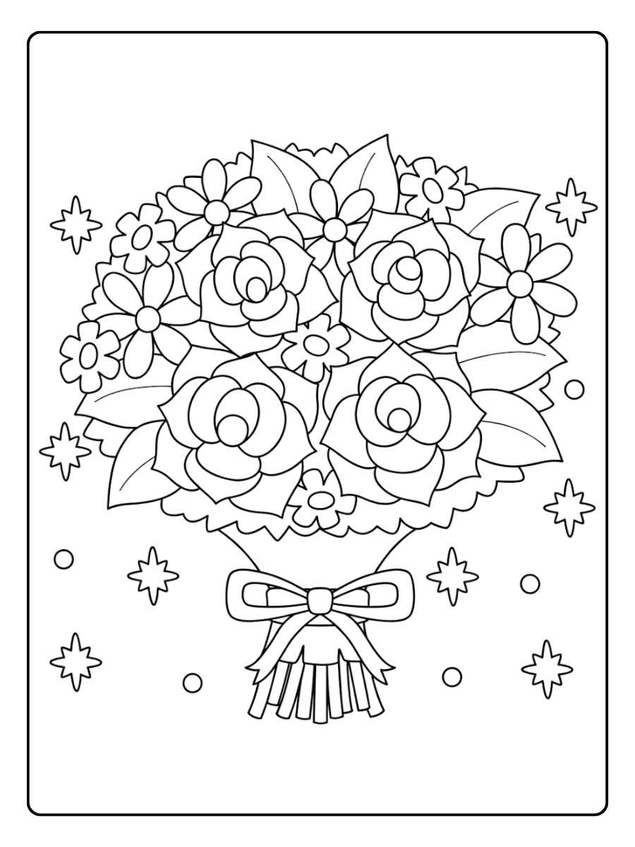 Blumenstrauß Ausmalbild zum Ausdrucken