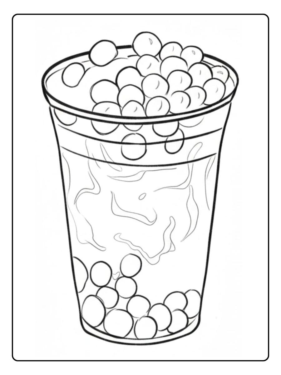 Bubble Tea Malvorlage mit dicken Linien
