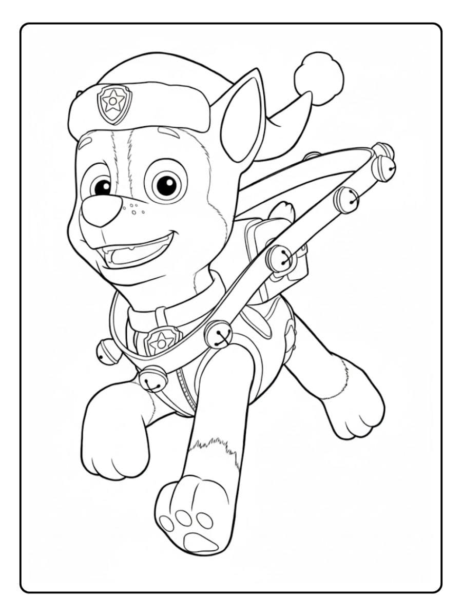 Chase als Weihnachtshund Paw Patrol Weihnachten Ausmalbilder