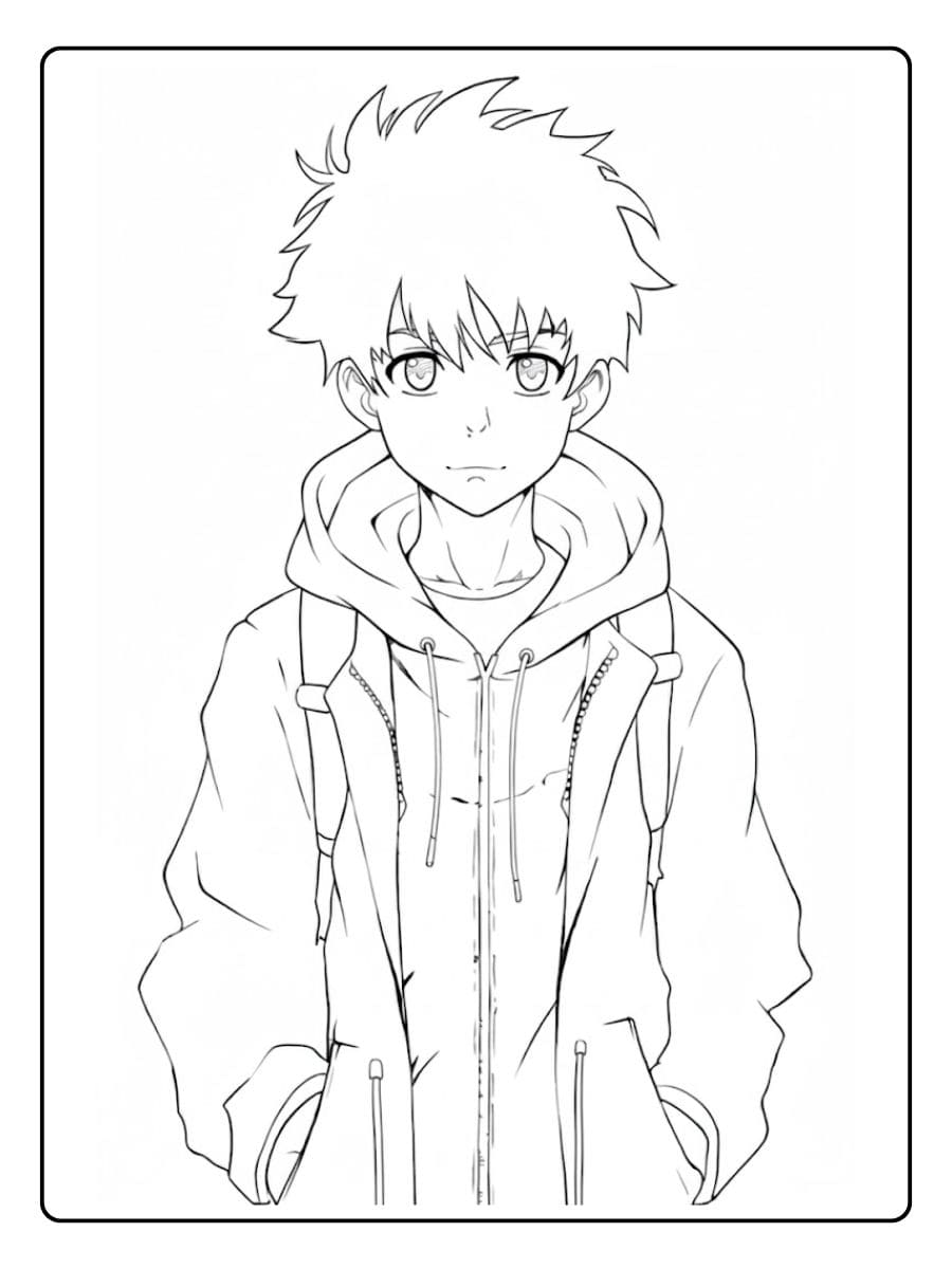 Coole Anime Ausmalbilder Jungs Einfache Schwarz Weiß Skizze