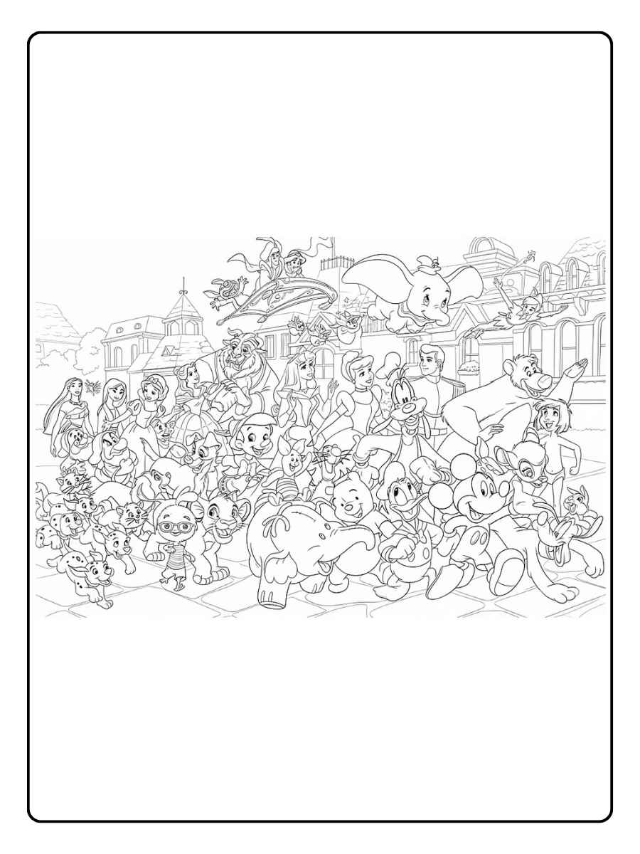 Disney Ausmalbilder Blumenwiese und Schmetterling