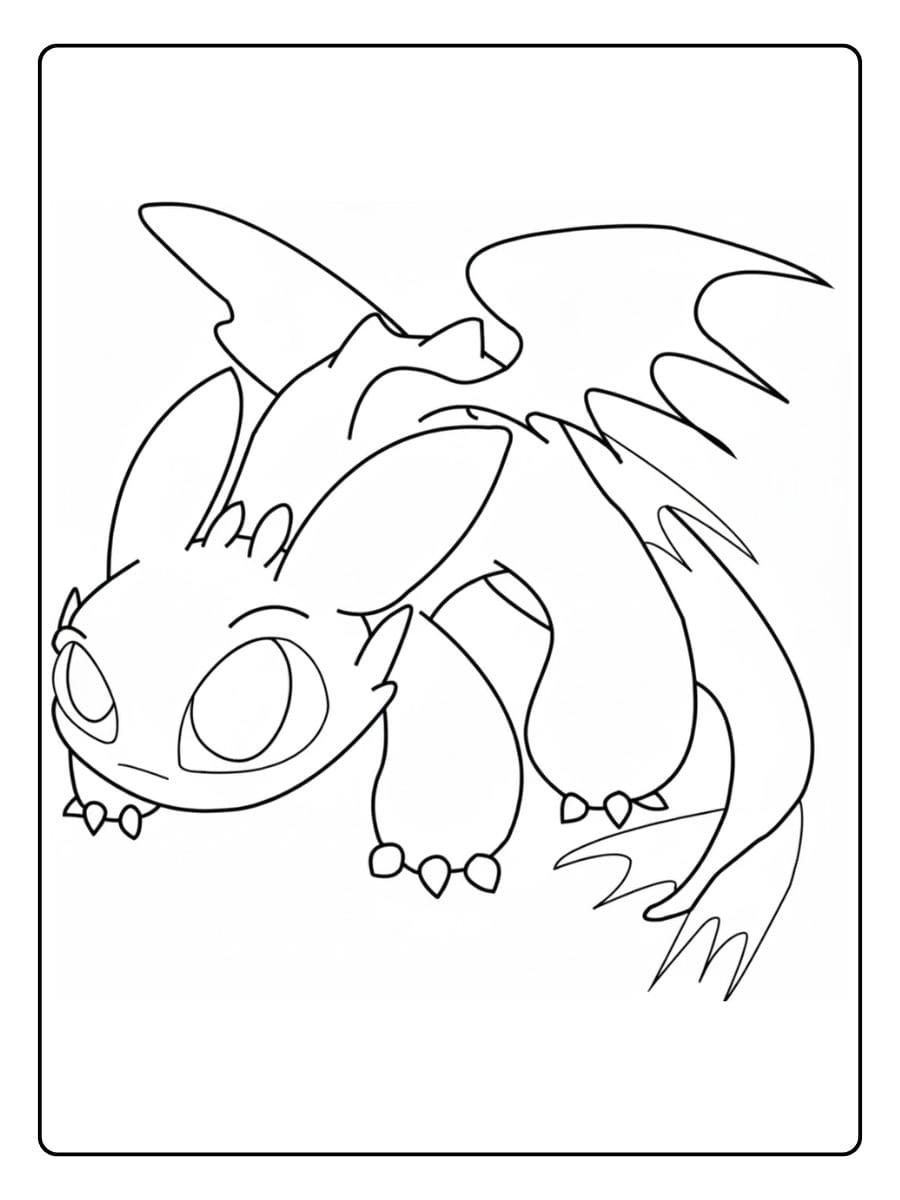 Drachenzähmen leicht gemacht Ausmalbilder Einfacher Ohnezahn Umriss