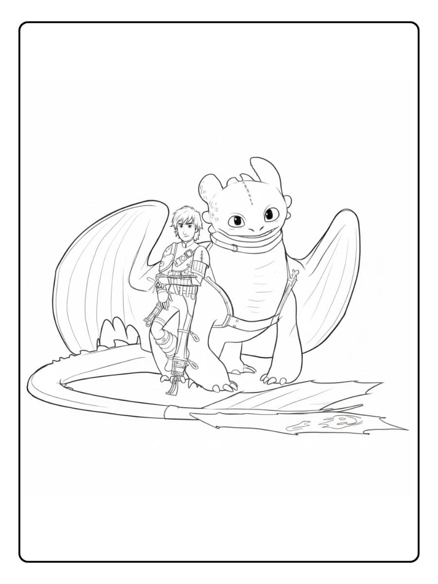 Drachenzähmen leicht gemacht Ausmalbilder Hiccup und Toothless Abenteuer