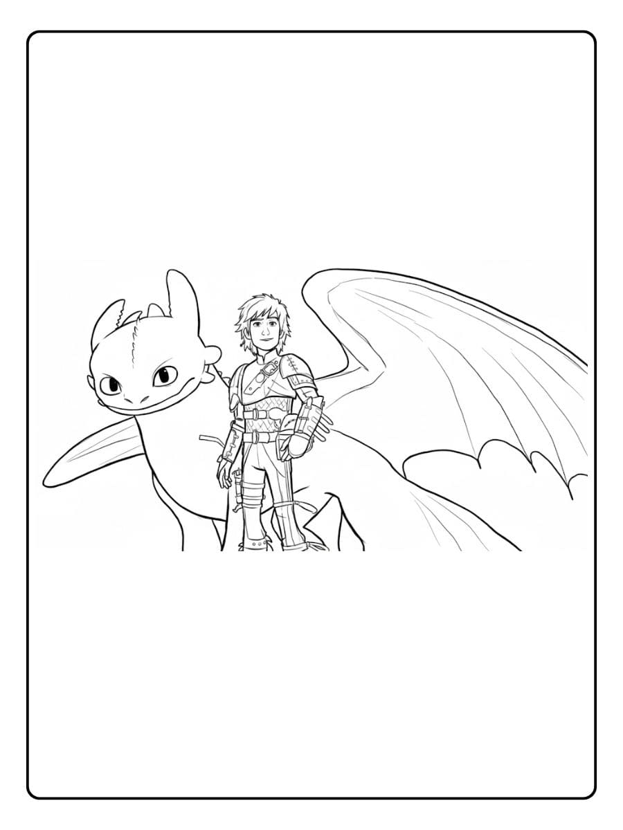 Drachenzähmen leicht gemacht Ausmalbilder Hicks und Ohnezahn