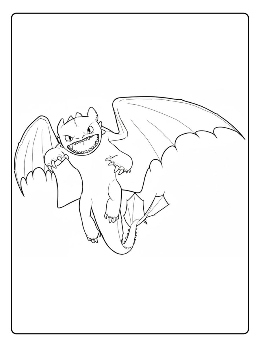 Drachenzähmen leicht gemacht Ausmalbilder Nachtschatten Umrisse