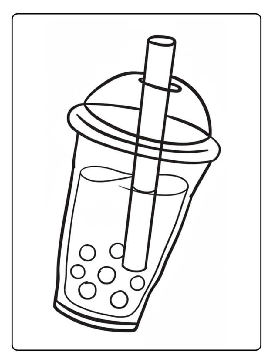 Einfache Ausmalbilder Bubble Tea Umriss