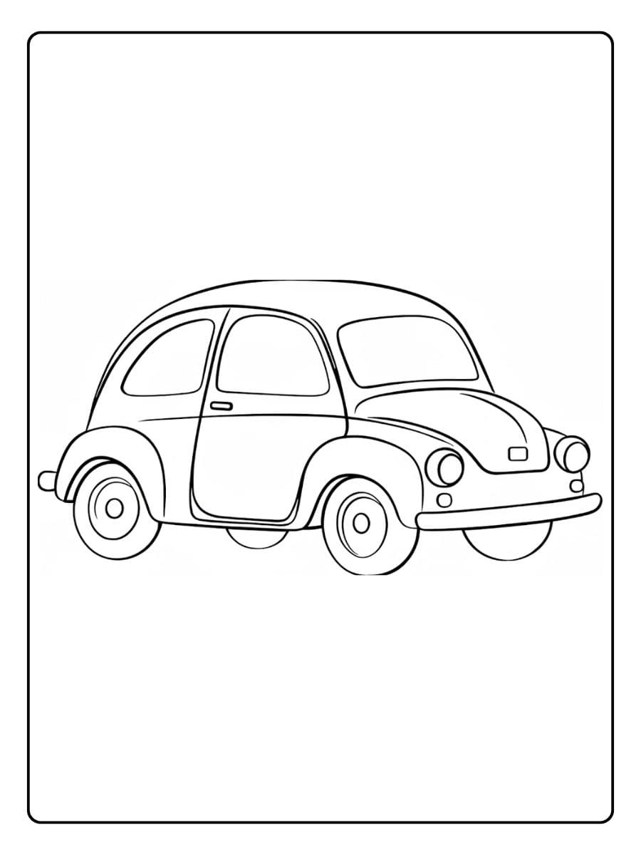 Einfache Auto Ausmalbilder Kontur eines Kleinwagens