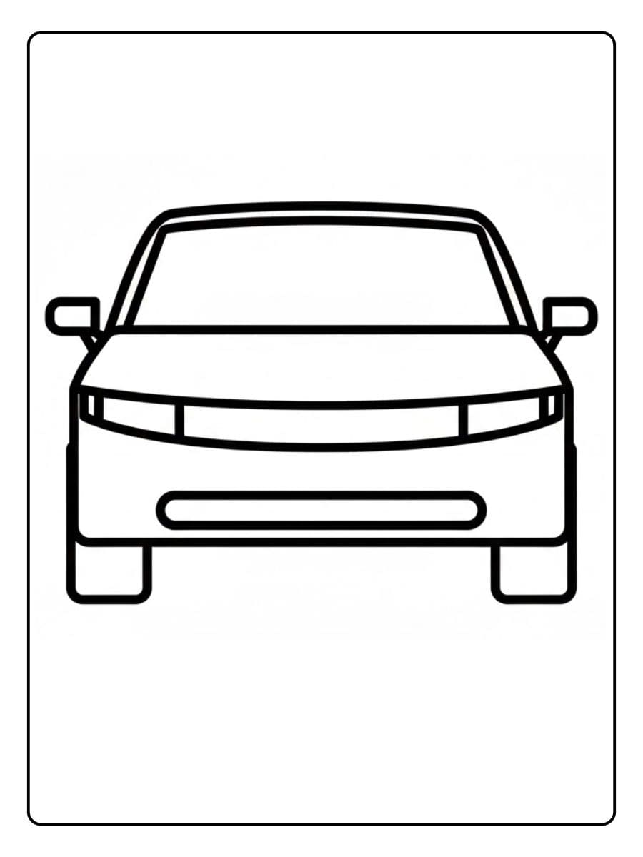Einfache Auto Ausmalbilder Schwarz Weiß Skizze
