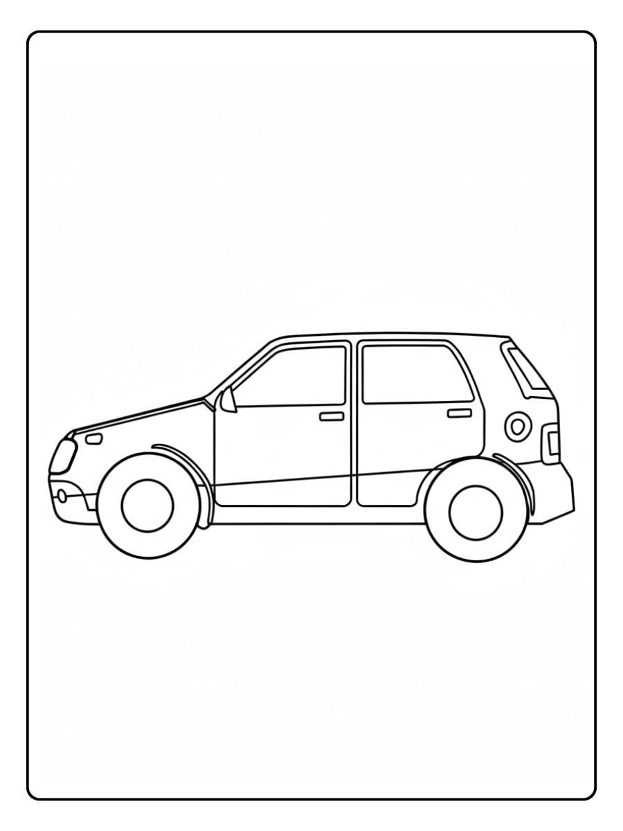 Einfache Auto Ausmalbilder Umriss eines kleinen Wagens