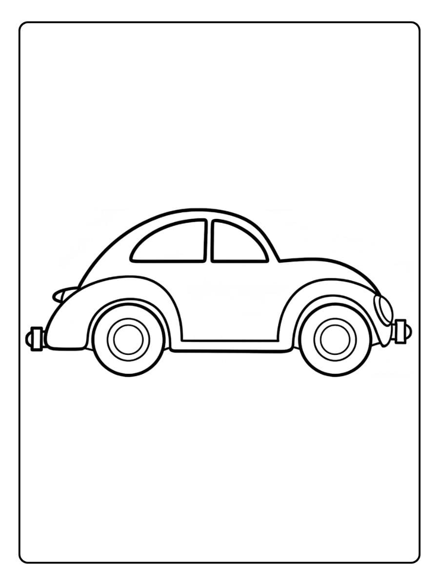 Einfache Auto Ausmalbilder VW Käfer Umriss