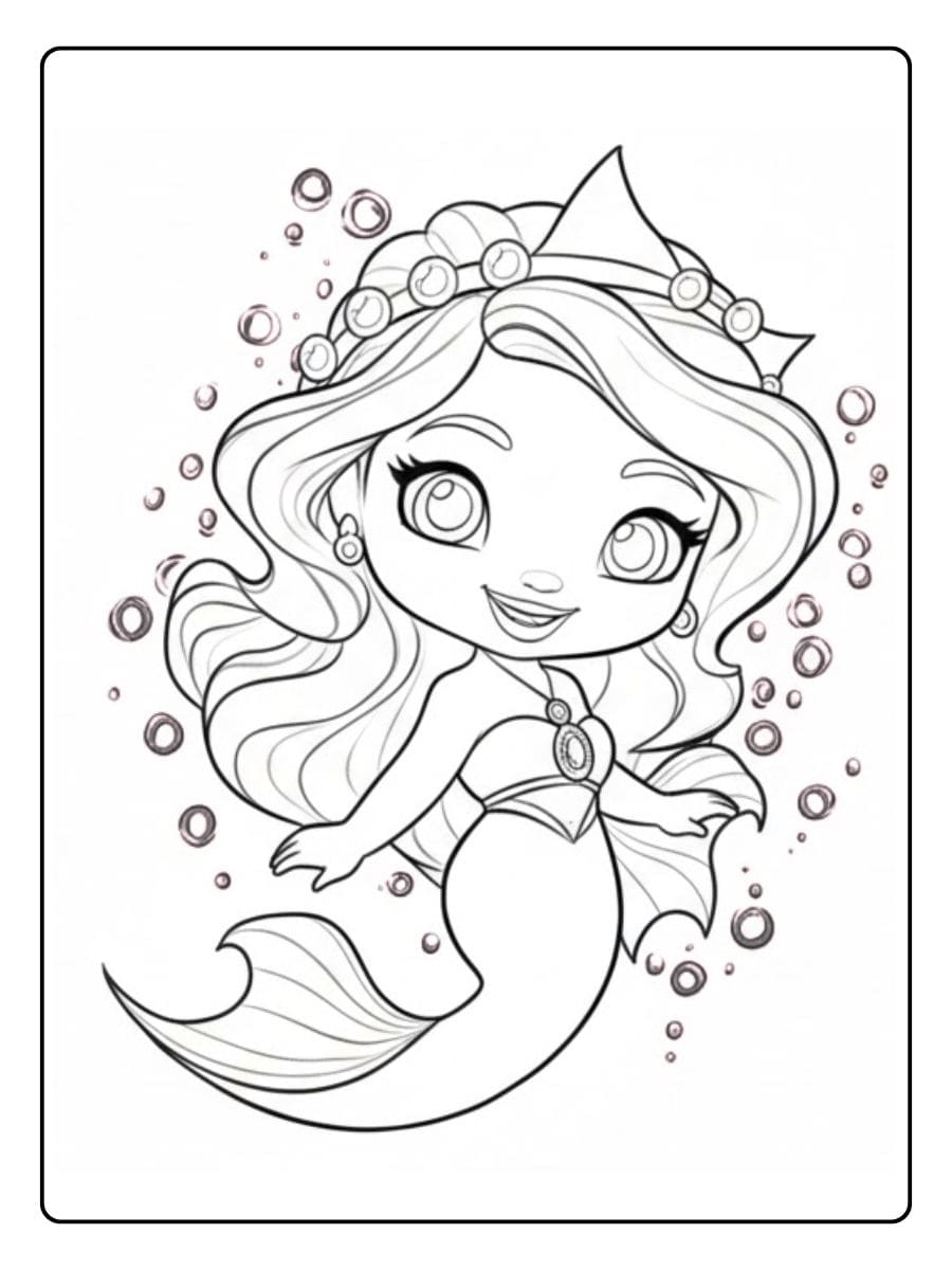 Einfache Meerjungfrau Ausmalbild Skizze