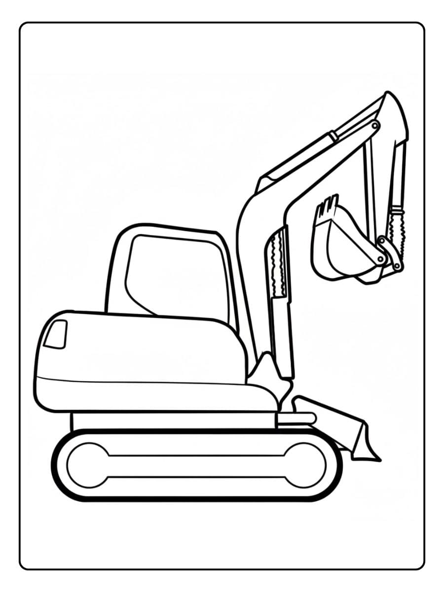 Einfaches Ausmalbild Bagger Mini Bagger Baustelle