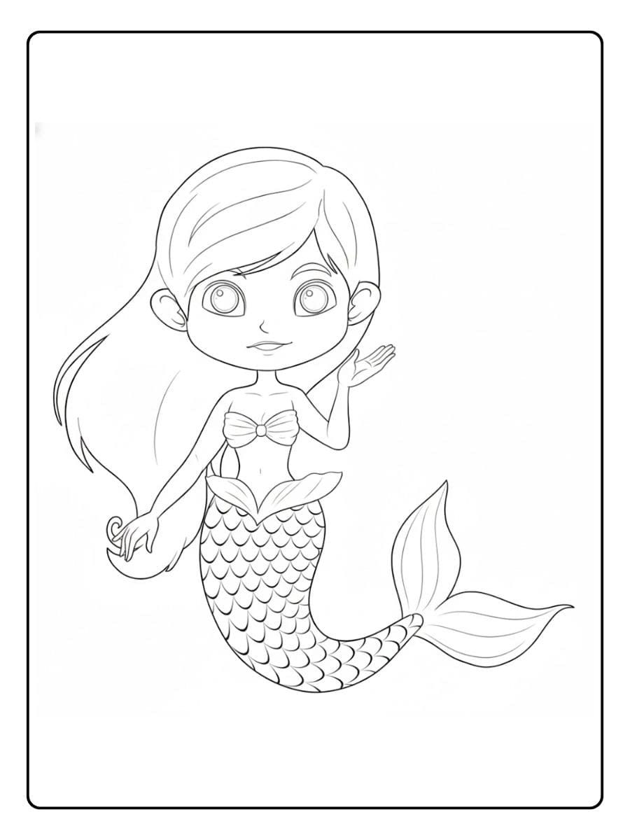 Einfaches Ausmalbild Meerjungfrau Klare Umrisse