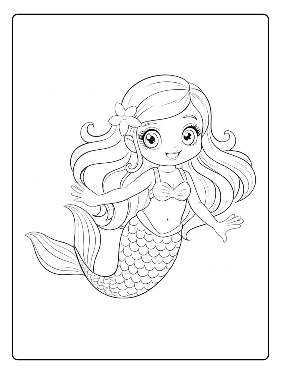 Einfaches Ausmalbild Meerjungfrau zum Drucken