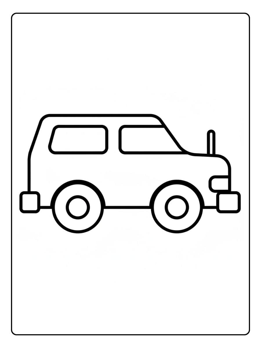 Einfaches Auto Ausmalbild mit dicken Linien auf weißem Hintergrund