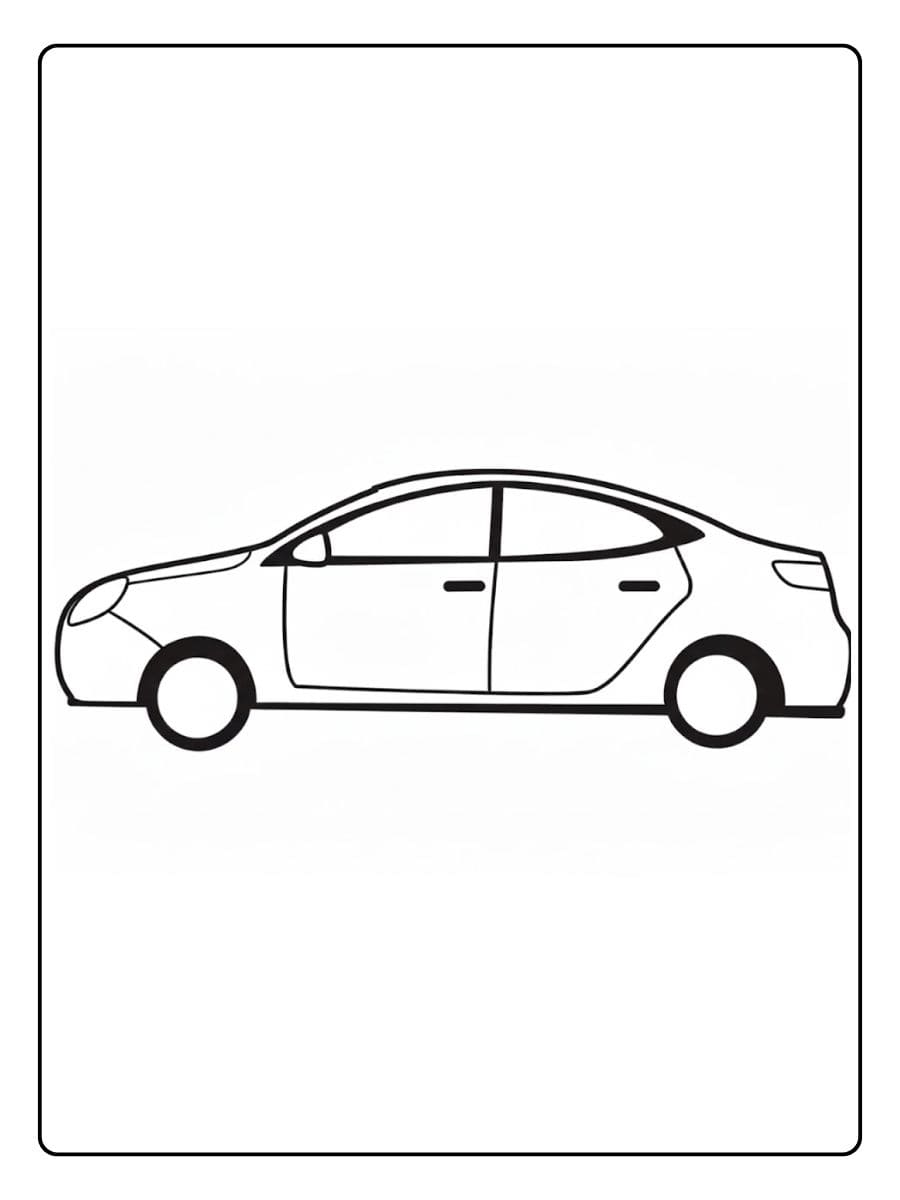 Einfaches Gelbes Auto als Auto Ausmalbilder Umrisszeichnung
