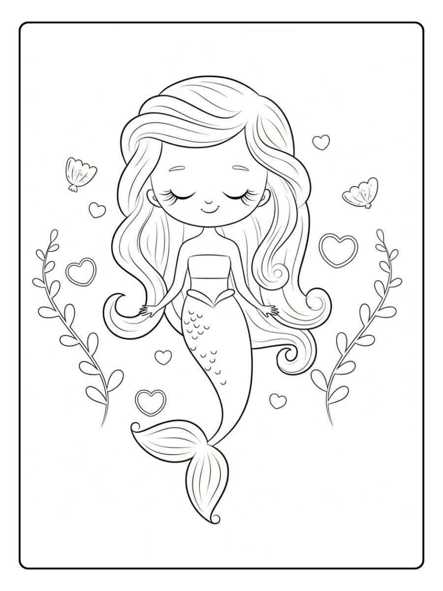 Einfaches Meerjungfrau Ausmalbild für Kinder