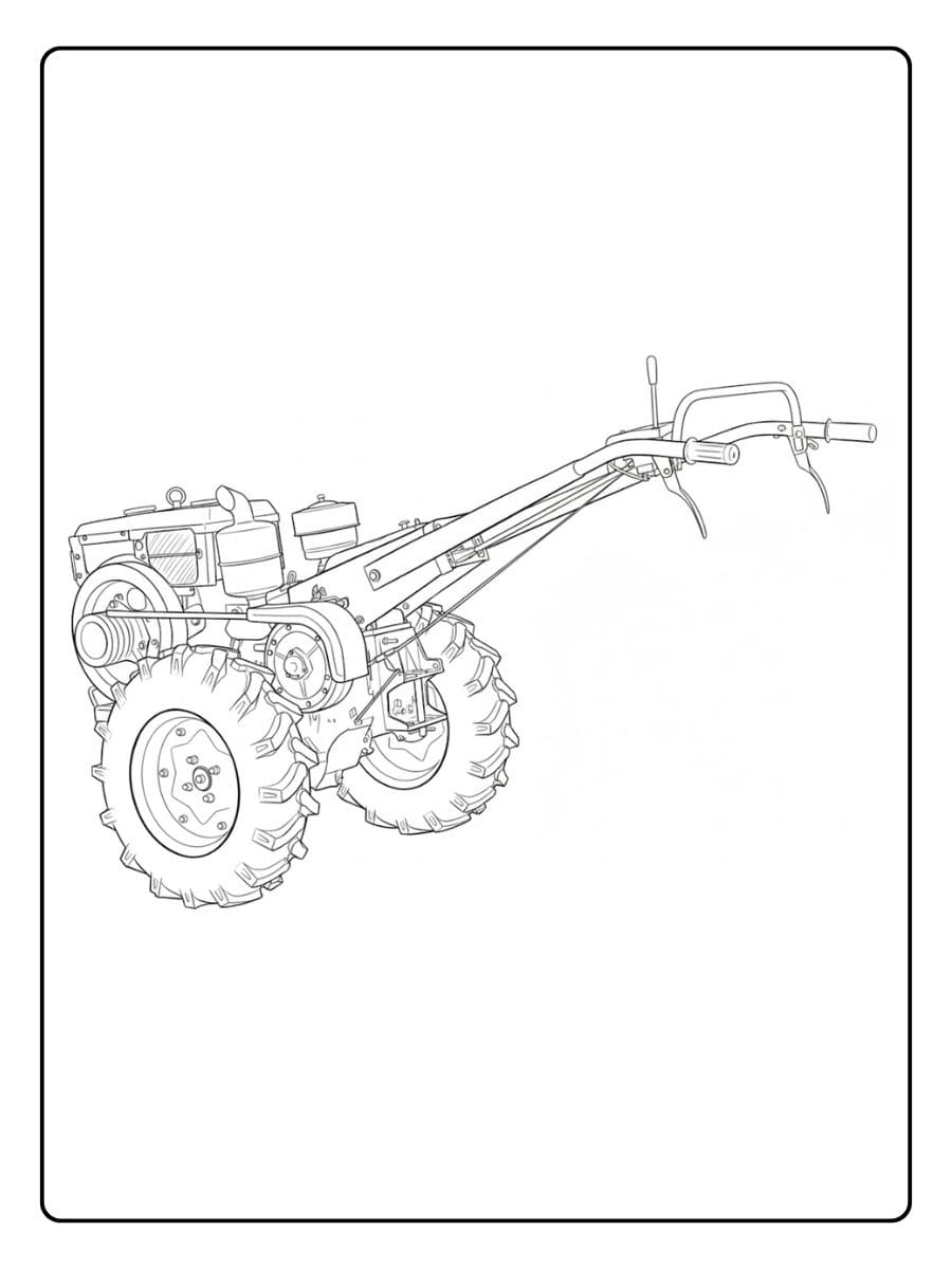 Einfaches Traktor Ausmalbild Schwarz Weiß Skizze