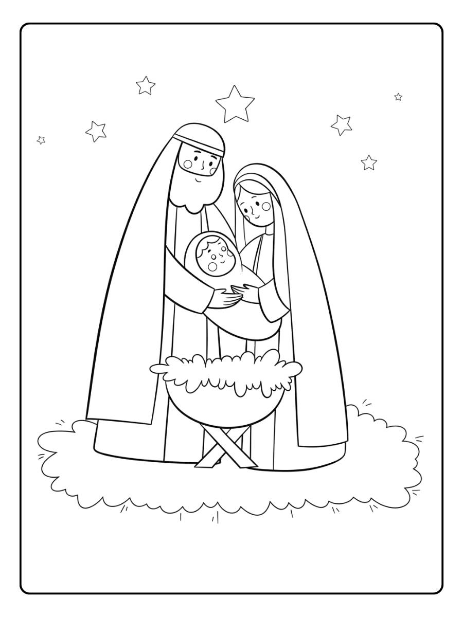 Festliche Ausmalbilder Weihnachten Krippe Szene