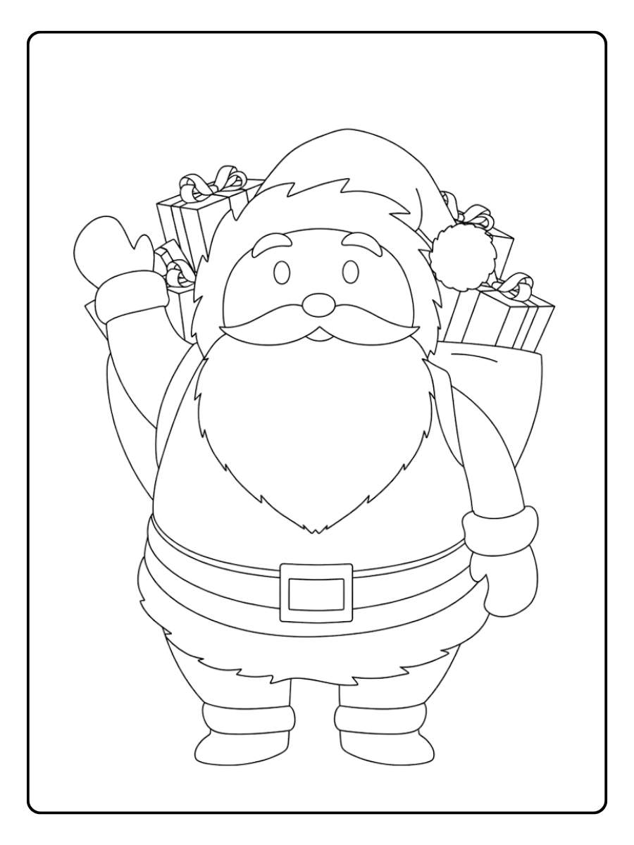 Fröhlicher Weihnachtsmann mit Geschenken Weihnachtsmann Weihnachten Ausmalbilder