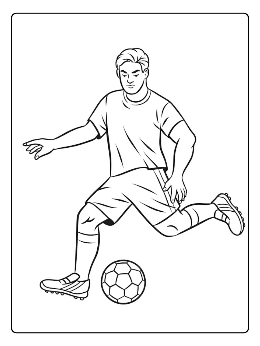 Fußballer Ausmalbild Kleiner Stürmer dribbelt