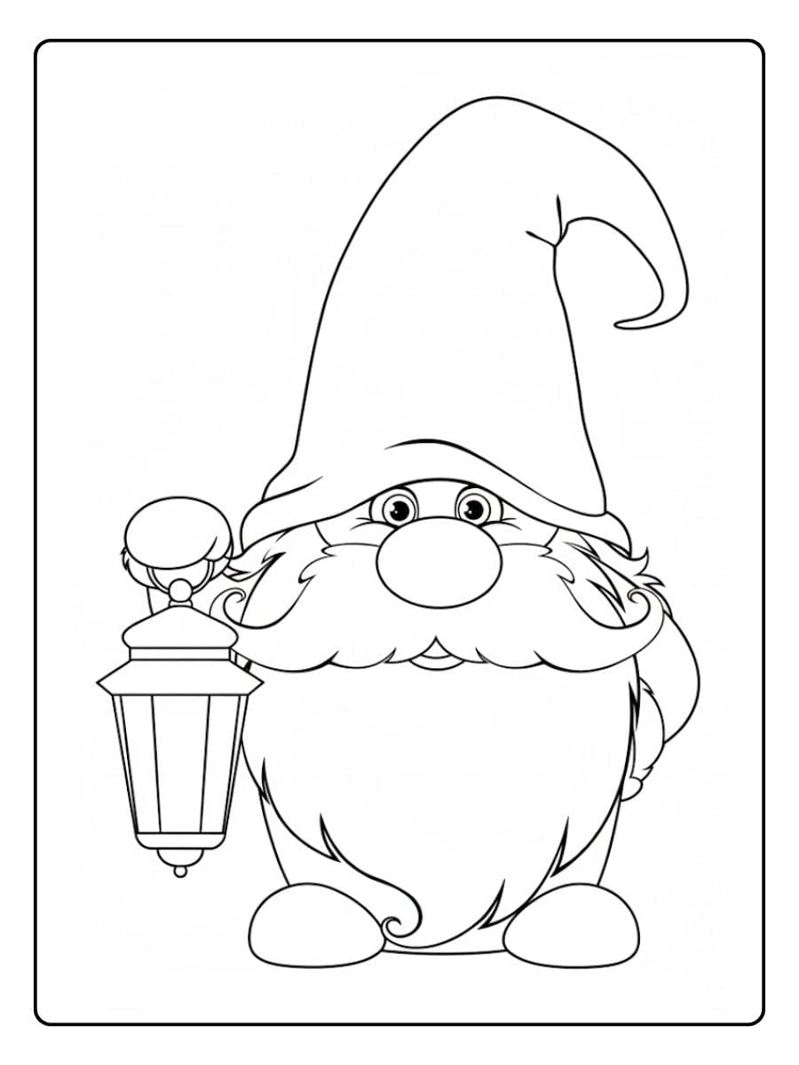 Große Linien Ausmalbild Weihnachten Wichtel für Kinder