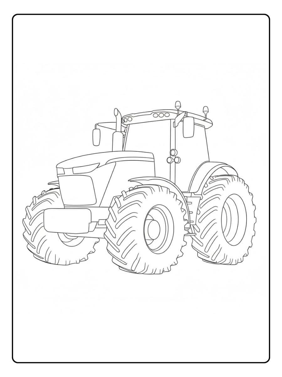 Großes Traktor Ausmalbild mit dicken Linien