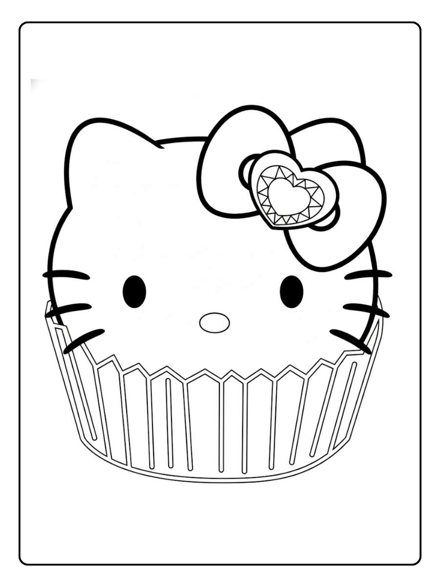 Hello Kitty Ausmalbilder als Cupcake