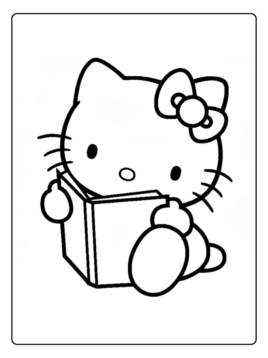 Hello Kitty Ausmalbilder beim Lesen